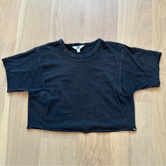 Joylab Women’s Cropped Boxy Tshirt Crop Top Short Sleeve Cotton Tee Black Small - Picture 2 of 9